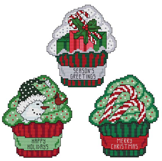 CHRISTMAS CUPCAKE TRIO Counted Cross Stitch Charts Main Image